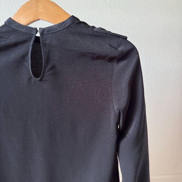 H&M Black Tuxedo Ruffle Blouse | Feminine Statement Top | Size 4 - Picture 11 of 15